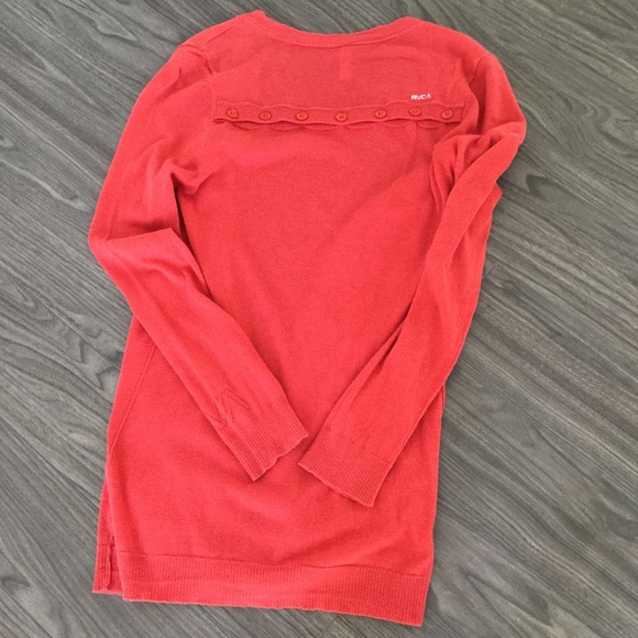 long Red RVCA cardigan size xs - Picture 5 of 8